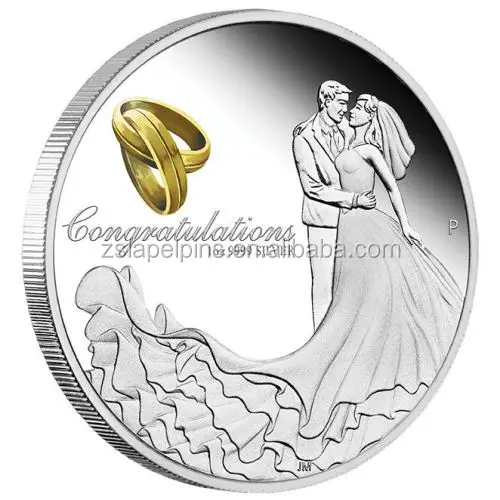 Brass Embossed Wedding Challenge Coin Wedding Gift Coin