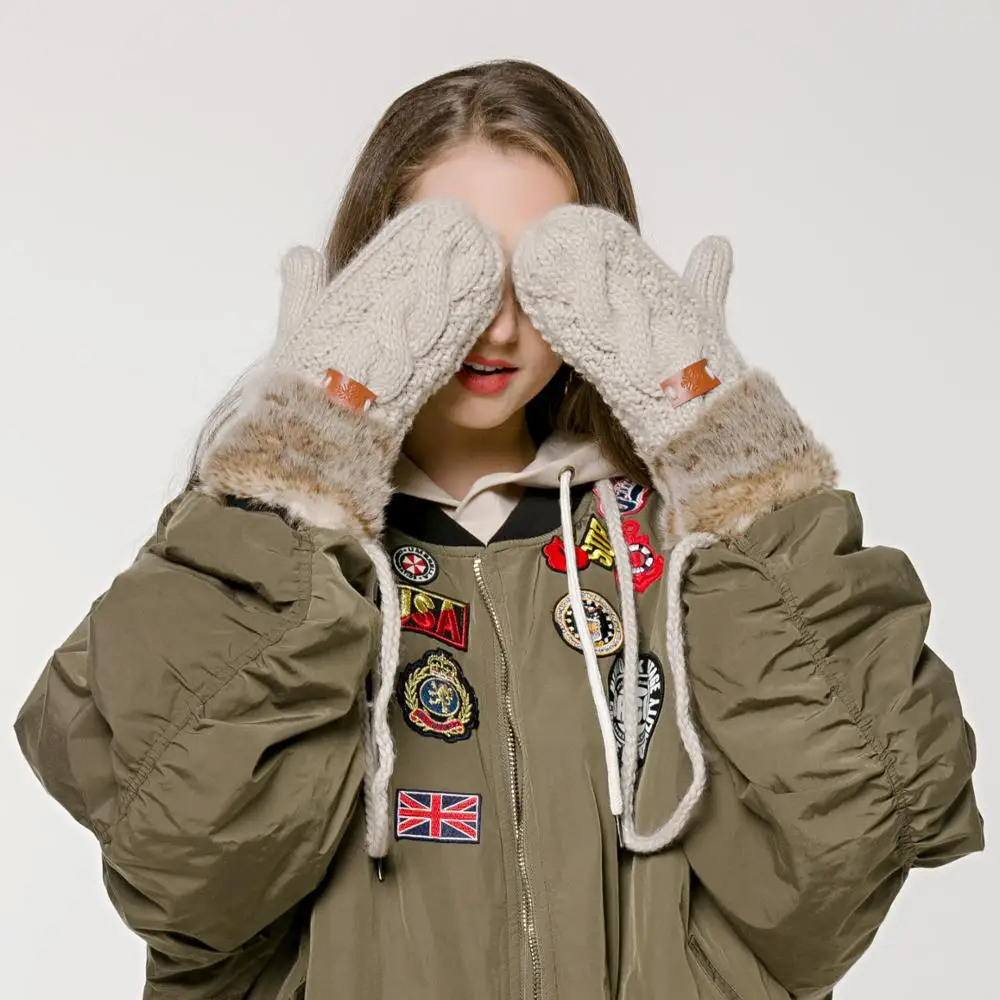 Женские вязаные варежки без пальцев из искусственного акрила, теплые зимние перчатки