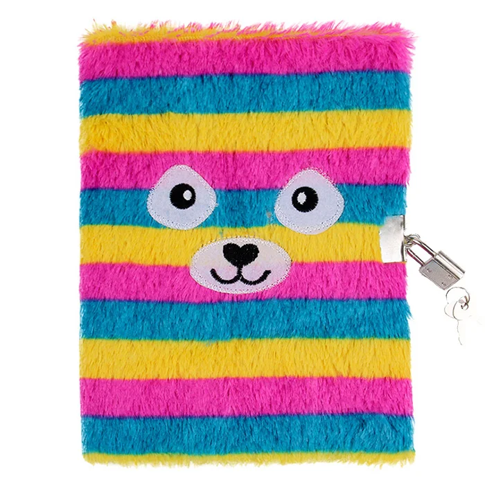 Licheng BXN569 Notebook OEM, Wholesale Furry Rainbow Notebook with Lock