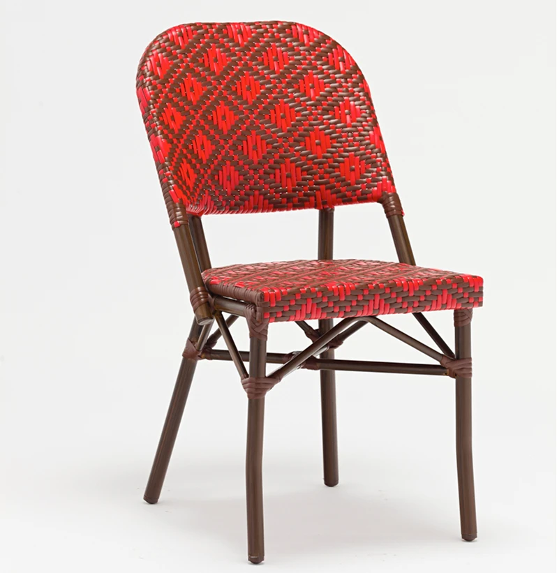 Modern Furniture Garden Chair French Cafe Bistro Rattan Wicker Chair Red Color