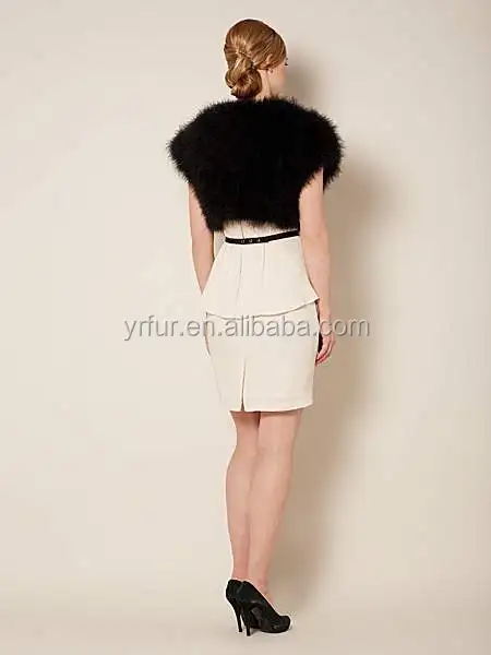 YR477B Elegant Party Short Version Fluffy Feather Outwear Vest Shrug