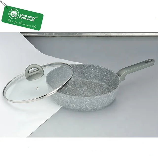 Aluminium forged saute pan non-stick Deep Fry Pan with glass lid