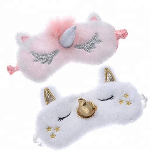 
Unicorn Sleeping Mask Cute Unicorn Horn Soft Plush Blindfold Eye Cover for Women Girls 