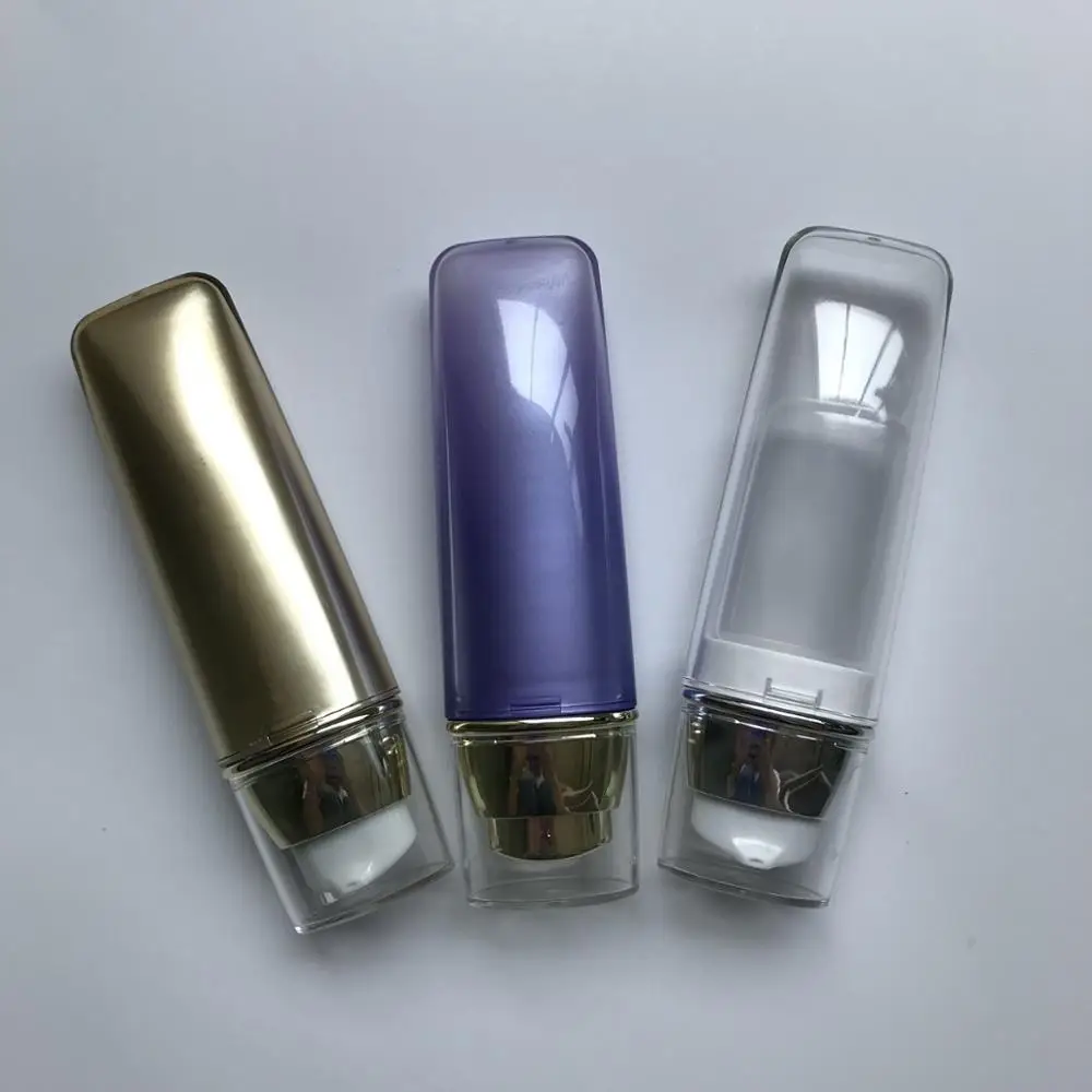 
unique packaging outer hard tube shape acrylic 30ml 40ml 50ml airless plastic bottle for facial bb cream 