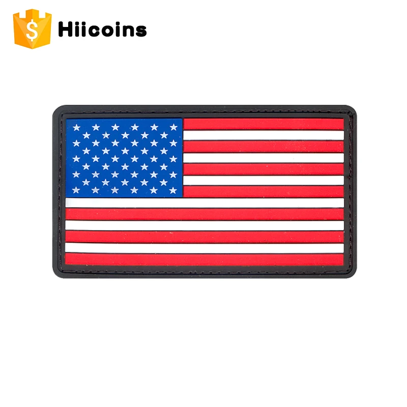 High Quality Hook and Loop Soft Rubber PVC USA American Flag Patch
