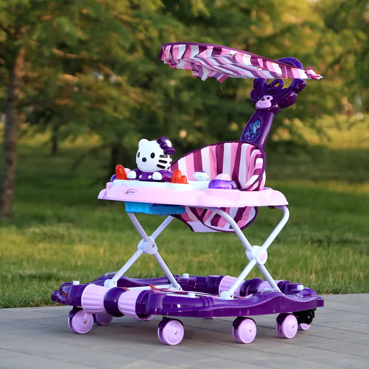 New Model Baby Walker Rubber Wheels Height Adjustable Musical Baby Trolley Walker Rocker Chair