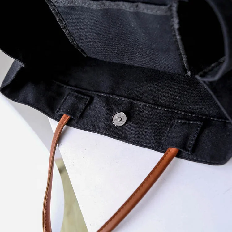 Heavy Duty Blank Women Shoulder Tote Beach Bag Canvas With Leather Handle