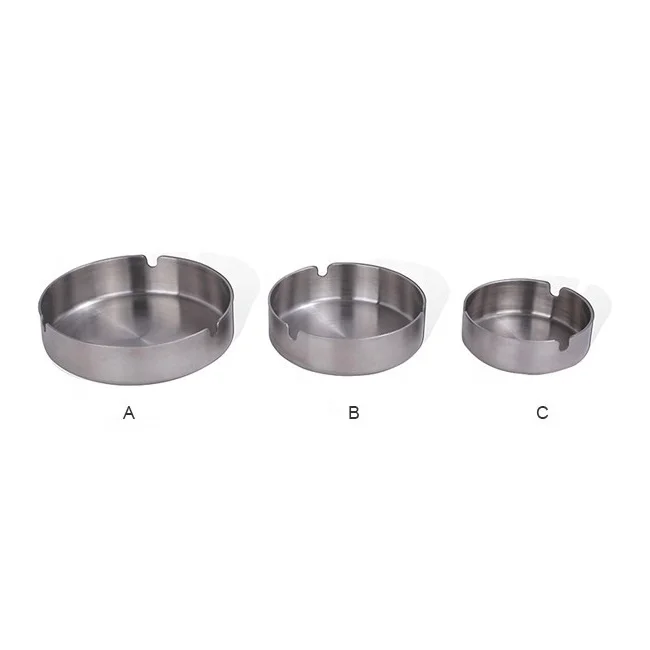 Home large size stainless steel table ashtray metal indoor ashtray - L#