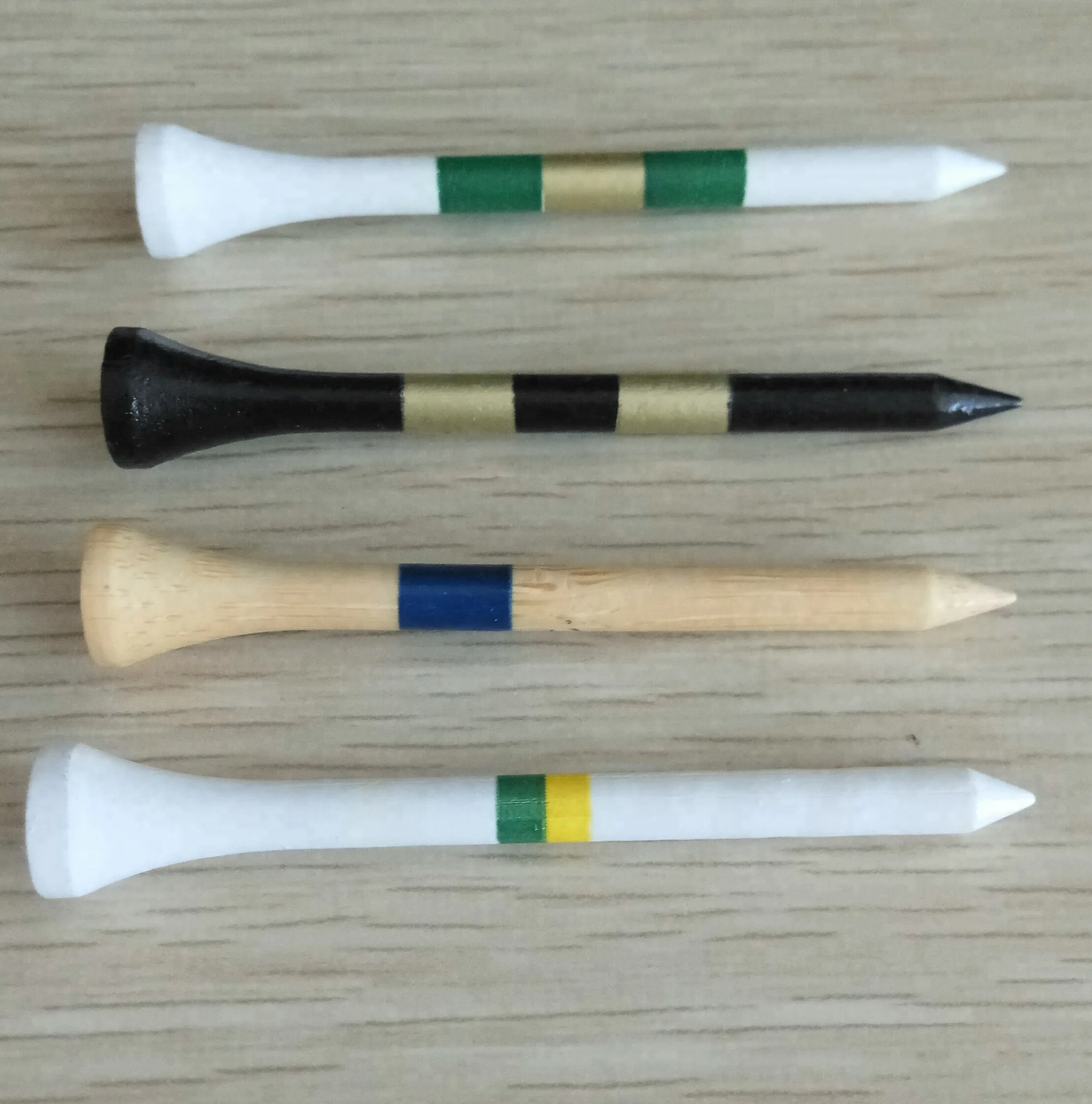 variety wide striped wooden golf tees
