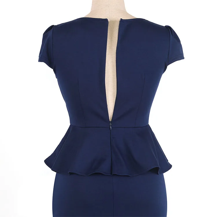 2019 Top Tank Ruffles Clothing V-Neck Bodycon Office Ladies Pencil Knee Length Women Formal Dresses