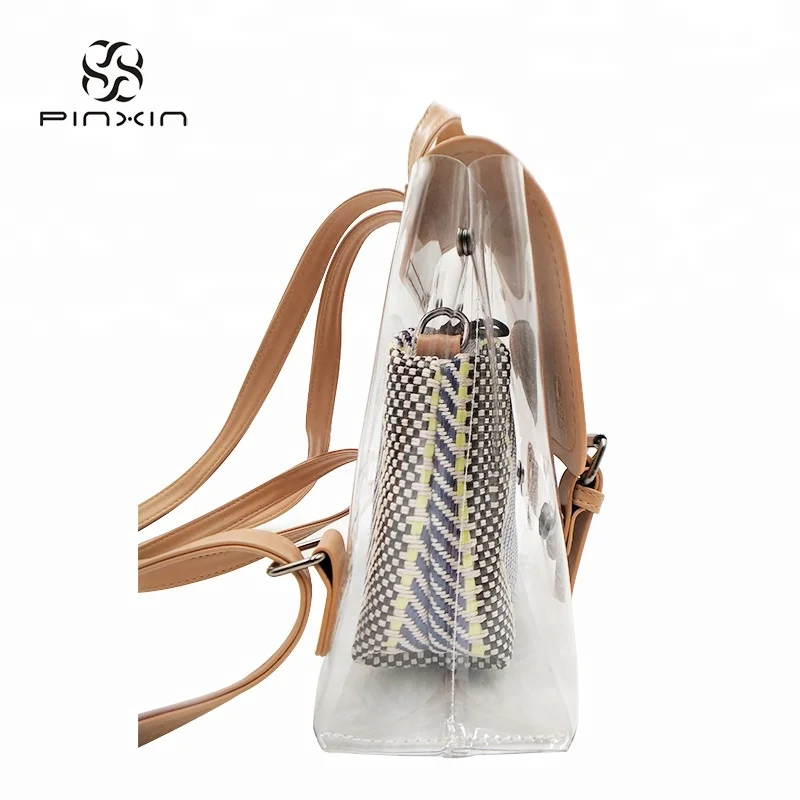 China Manufacturers New Fashion Women Clear Transparent PVC Backpack