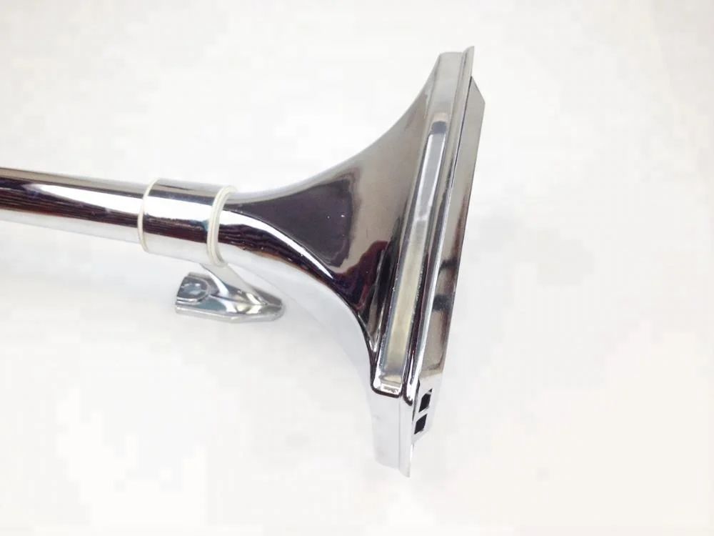 Single Chrome Plated Train Air Horn with Weather Protection Cover 12V/24V, Ideal for Truck Semi,Rv,Boat