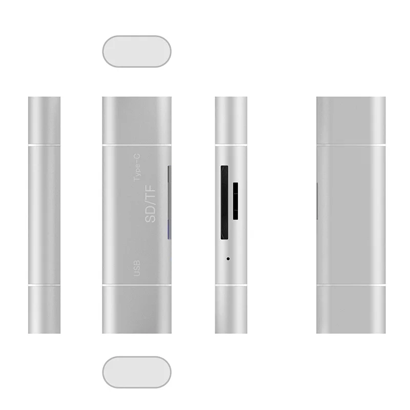  Мини-размер алюминиевого сплава 3 в 1 Type-C Micro USB OTG 0 Смарт кард-ридер Поддержка SD/TF карты для