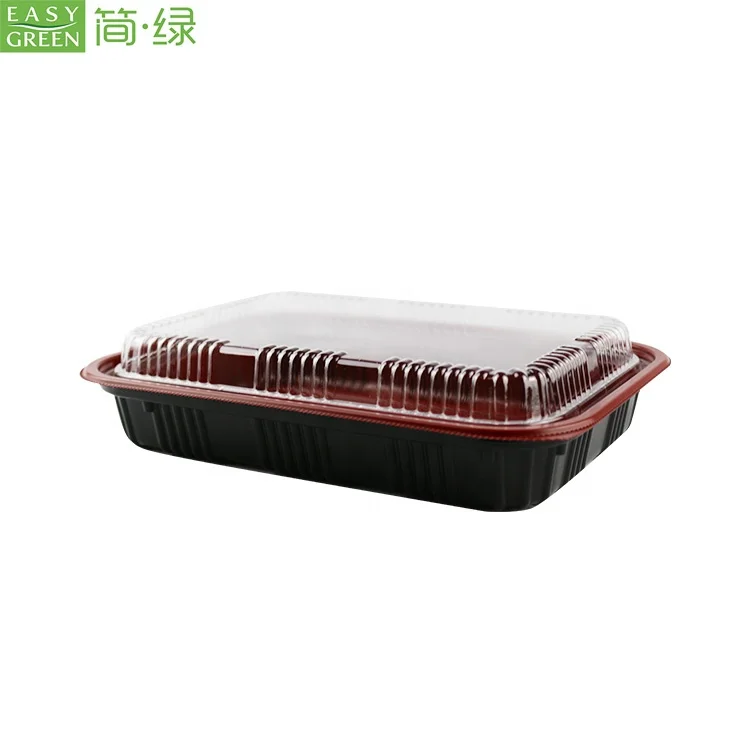 Easy Green Disposable Seafood Blister Frozen Shrimp Take Away Food Large Shallow Plastic Tray With Lids