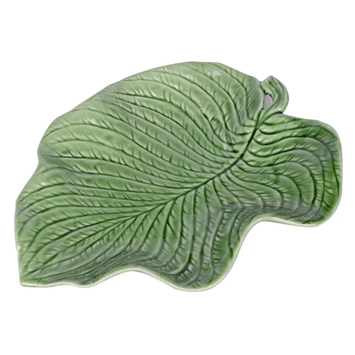 
Wholesale Green Leaf Shaped Ceramic Porcelain plate Dishes Tableware For Home Decoration 
