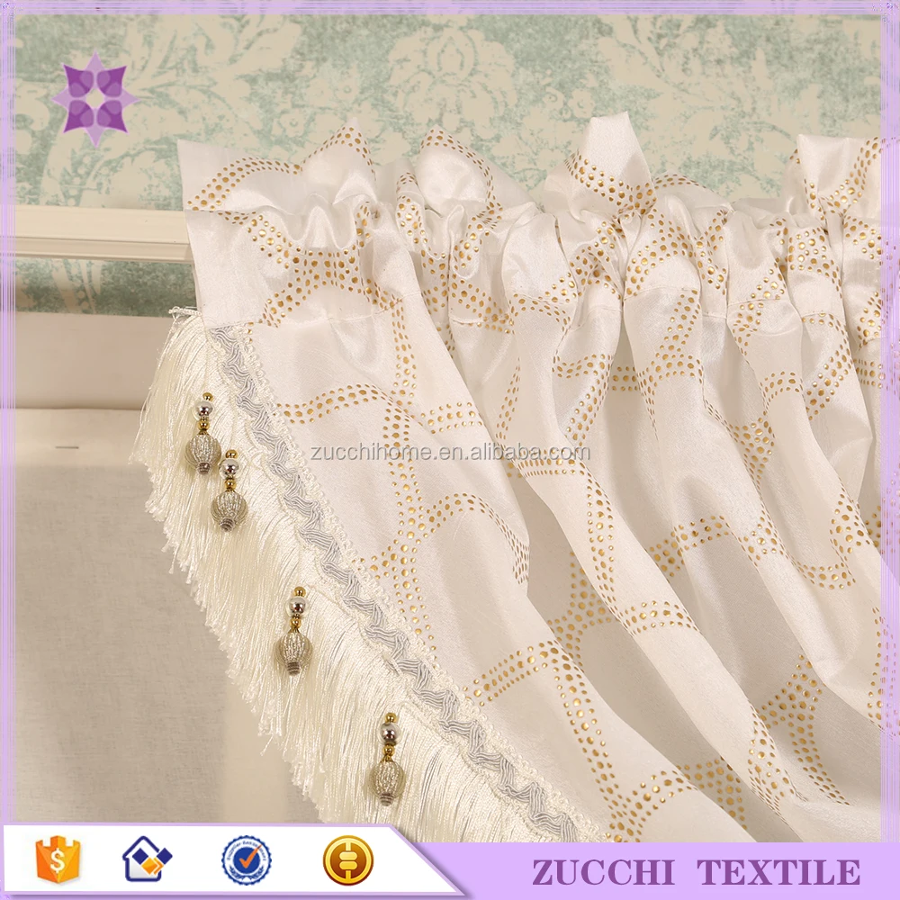 Nice Luxury Beaded curtain Valance match to faux silk curtain