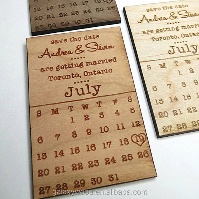 1.5 x 1.5 inch  Save the Date custom  engraved wooden Wedding Cards