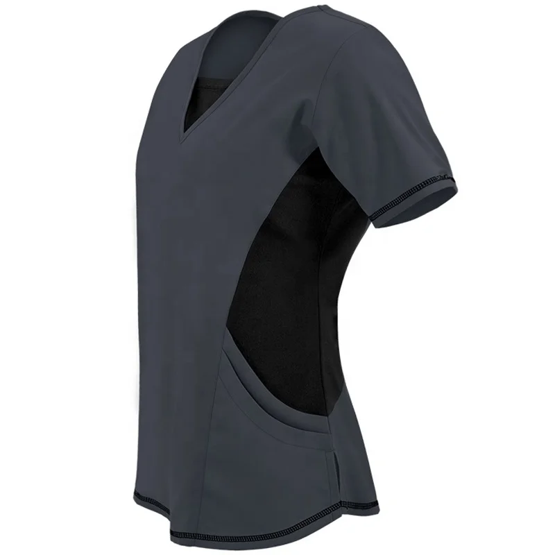 Превосходная мягкая и удобная спортивная эластичная спортивная рубашка с V-образным вырезом, скраб-топ, униформа медсестры и больницы