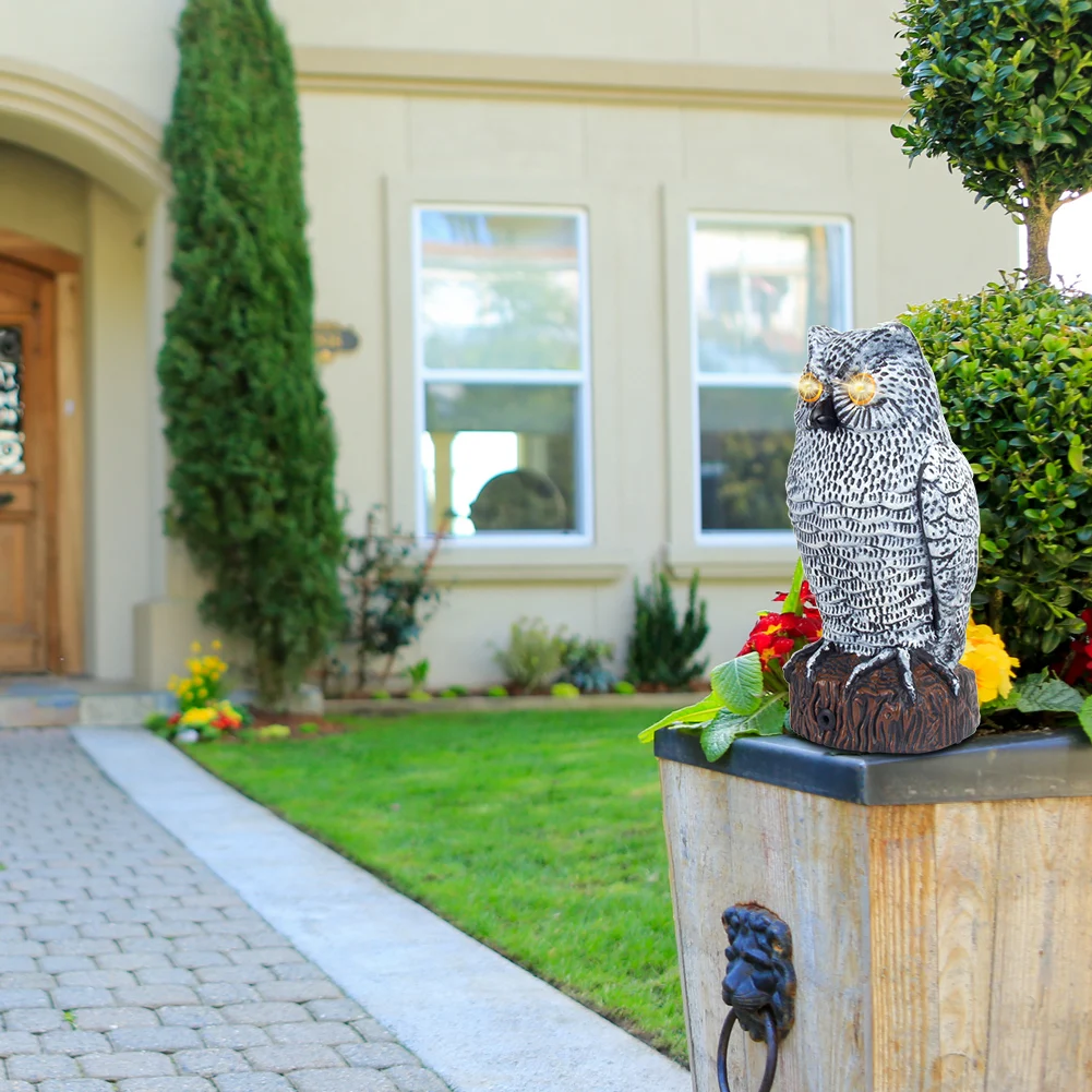 Solar Powered Plastic Owl Decoy BX005 Bird Scarer Owl Decoy Keep Hawks Squirrels Birds Away