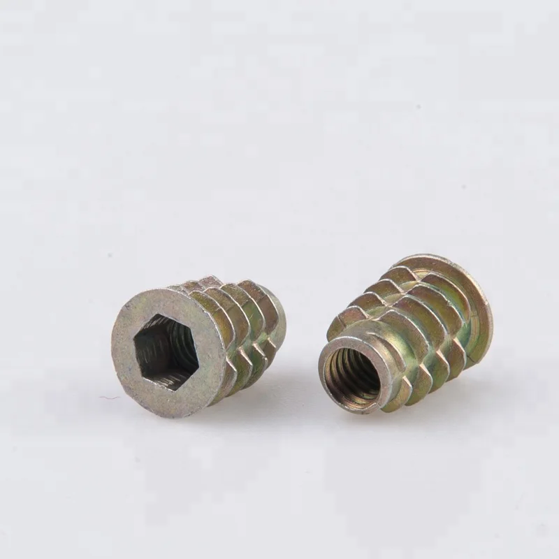 Zinc Plate Barrel Hex Socket  Insert Nut For Wooden Furniture