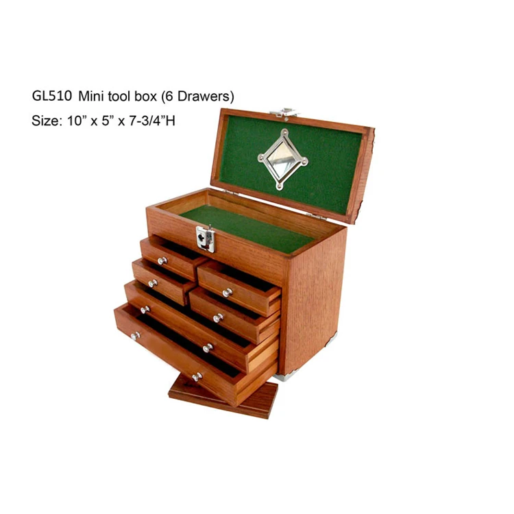 American Red Oak 6 Drawer Mini wood treasure chest