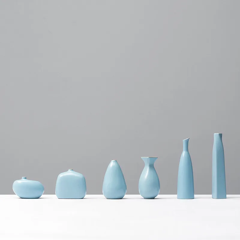 2019 new hot selling handmade blue ceramic flower vase for home decor