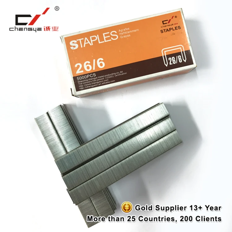 Серебряные офисные скобы 26/6 pin 5000 шт./кор.