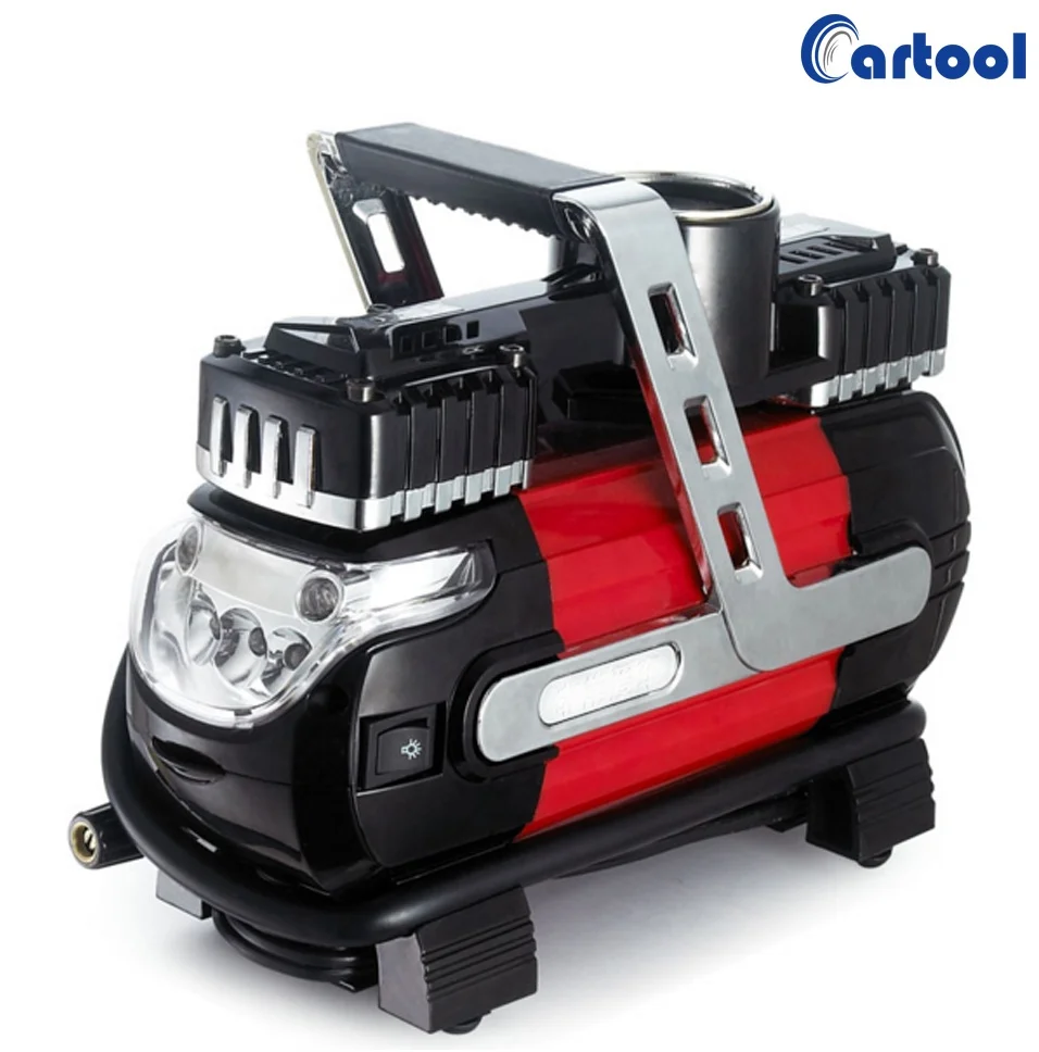 NEW Potable double cylinder 12v air compressor car tyre inflator with Light