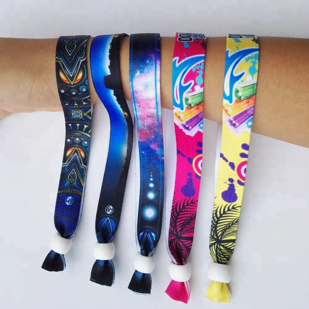 Woven Concert Clip Security Plastic Sliding Lock Fabric Wristbands