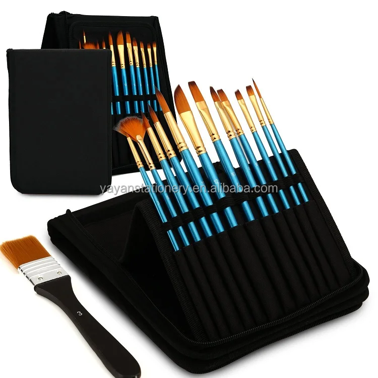 Made In China Manufacturer Professional 12pcs/set Synthetic Nylon Bristle Painting Brushes Artist for Studio