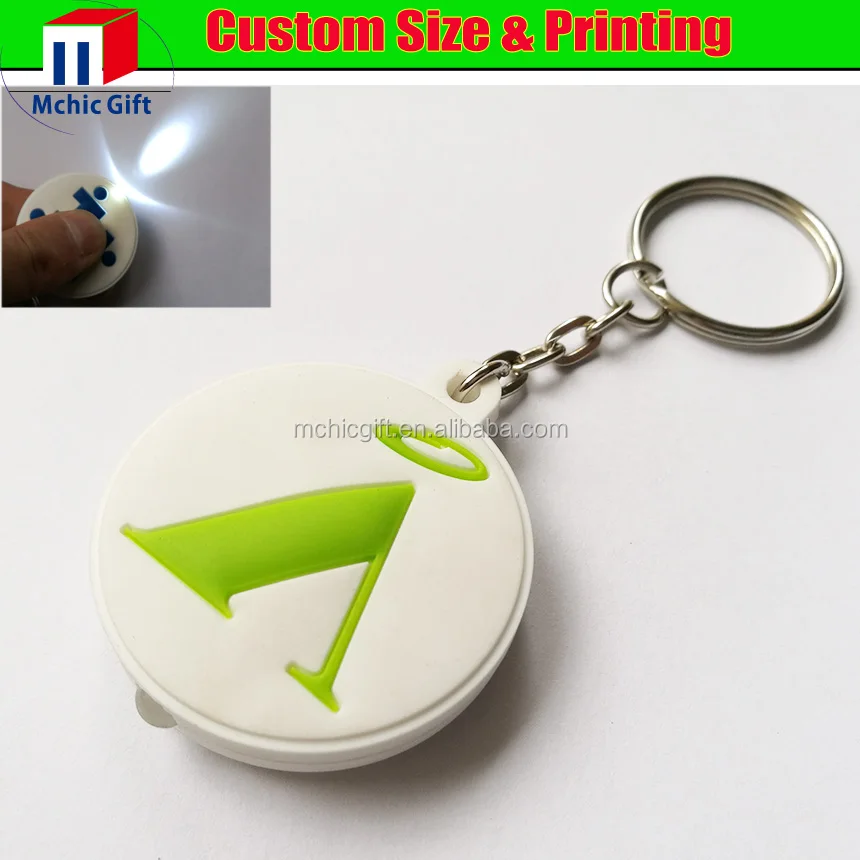 Premium customized plastic soft rubber led keychain with light, personal soft rubber light key chain