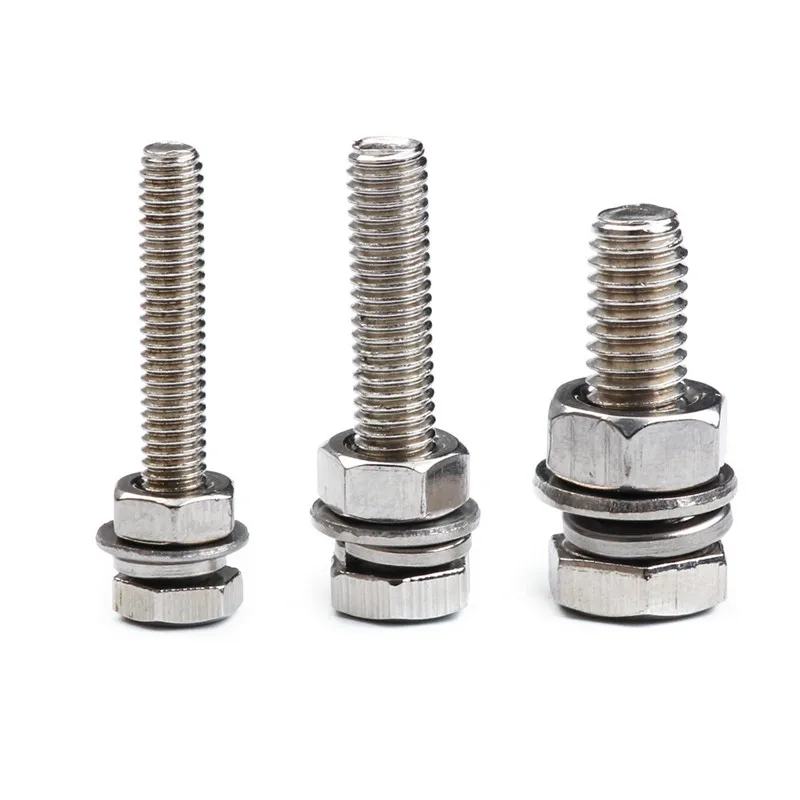 475Pcs Stainless Steel Metric Hex Bolts Head Cap Hexagon Socket Nut Screw with Lock Silver Flat/Elastic Washer M4/M5/M6 Bolt