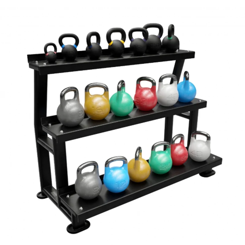 Fitness commercial gym bodybuilding equipment 3 layer kettlebell storage rack