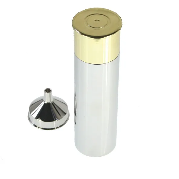 Shot gun bullet cartridge shaped vacuum flask with funnel