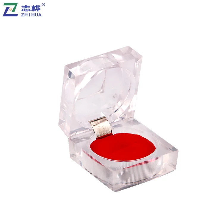 High Quality Square Transparent Ring Earring Packaging Ready to Ship Clear Plastic Jewelry Ring Box