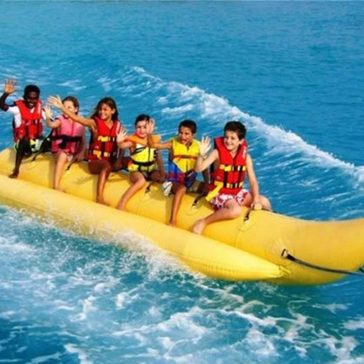 Wholesale 6 Person Pvc inflatable boat Inflatable Water Flying Fishing Banana Air Rowing Boats for Lakes Rivers Water Sports Fun
