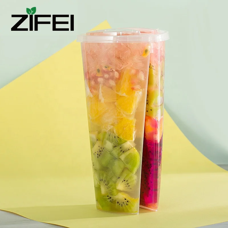 700ml heart shape double enjoy bubble tea cup plastic disposable twins split cup