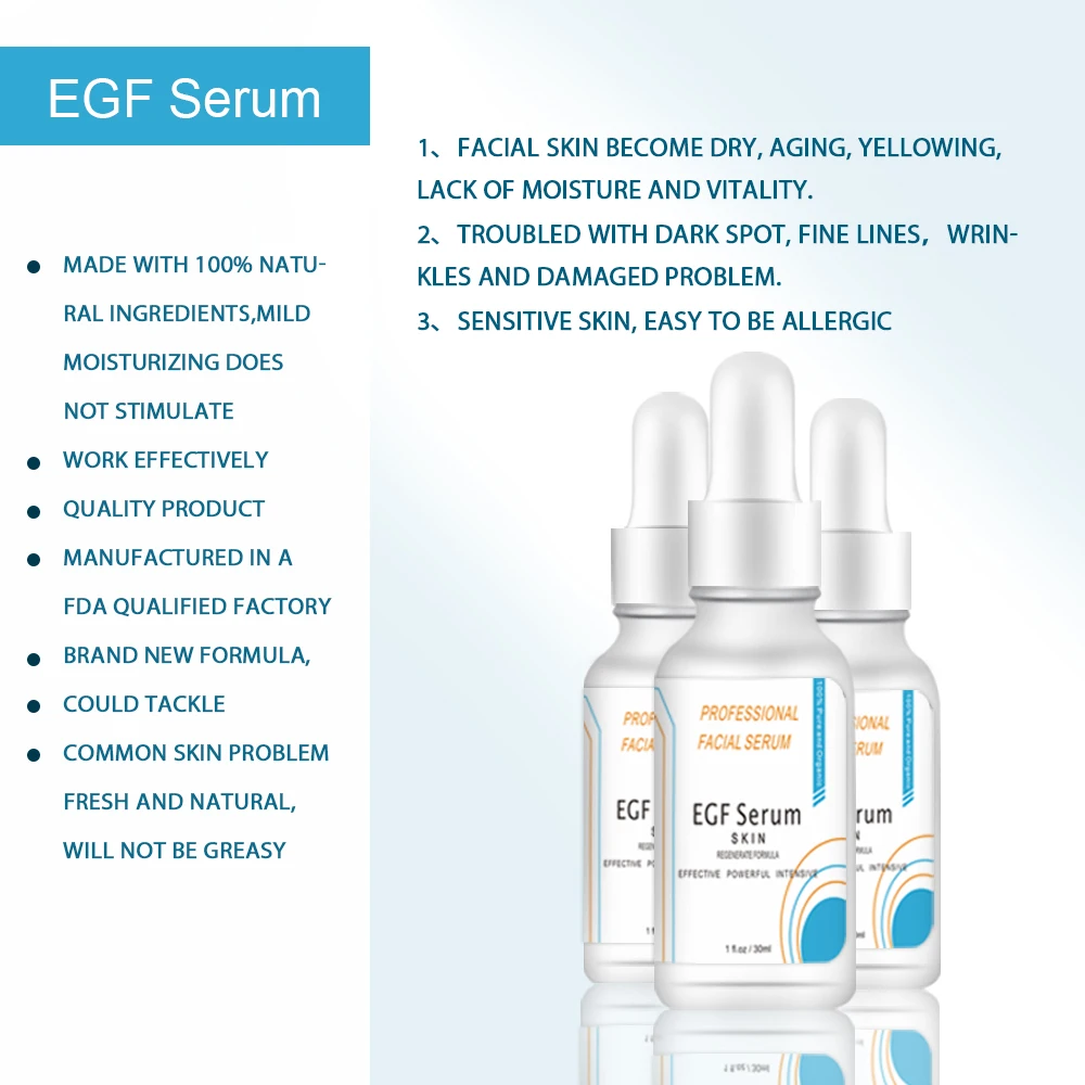 EGF Skin Regeneration Repair Serum Scar Reducing Diminish Appearance of Fine Lines Wrinkles Face EGF Serum