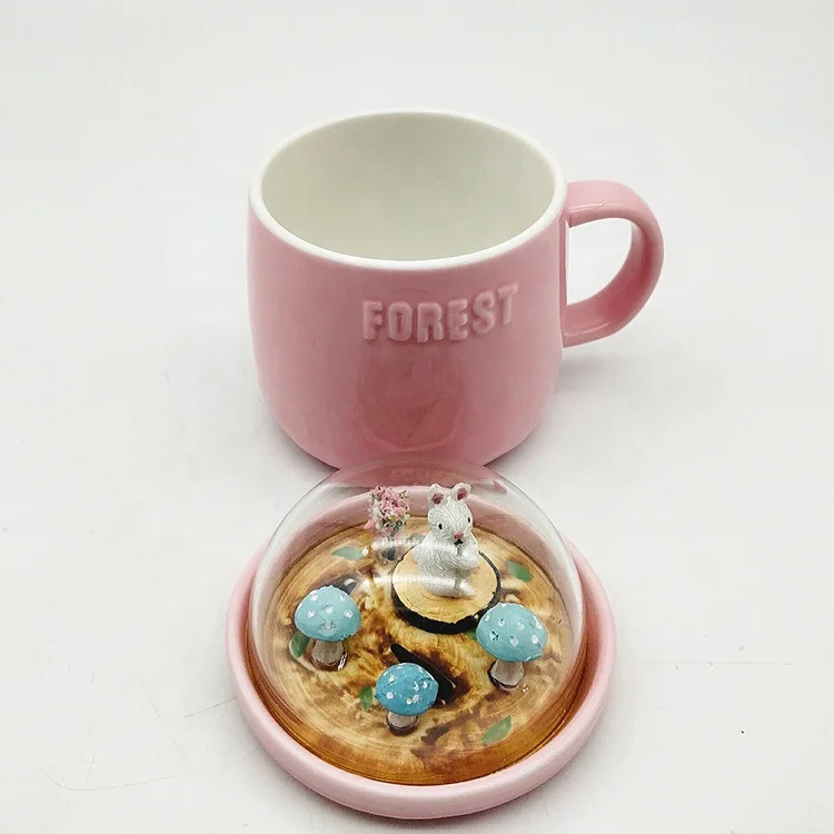 Pink cartoon 3D animal rabbit resin forest sublimation ceramic mug