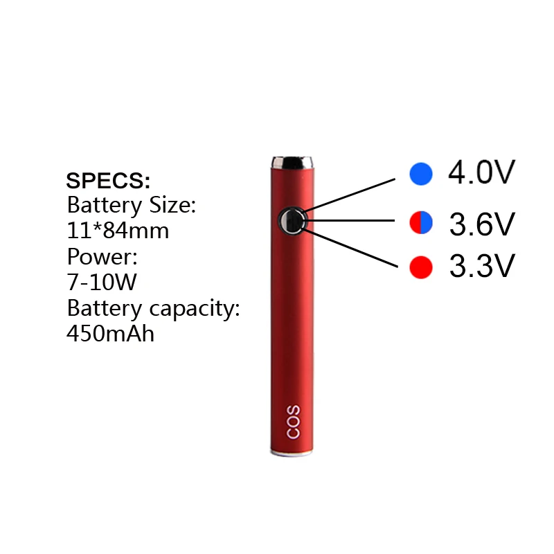 
China factory supplier 450mah 510 thread Variable Voltage vape pen battery Online shopping Canada 