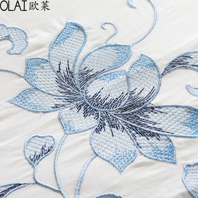 Embroidery custom logo Solid Color Duvet Cover Set Bedding Set For Wholesale