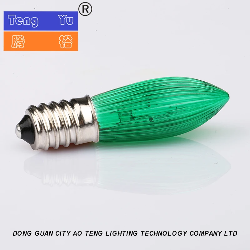 E10 spiral base 12V3W, 24V3W, 34V3W candle bridge top decorative bulb