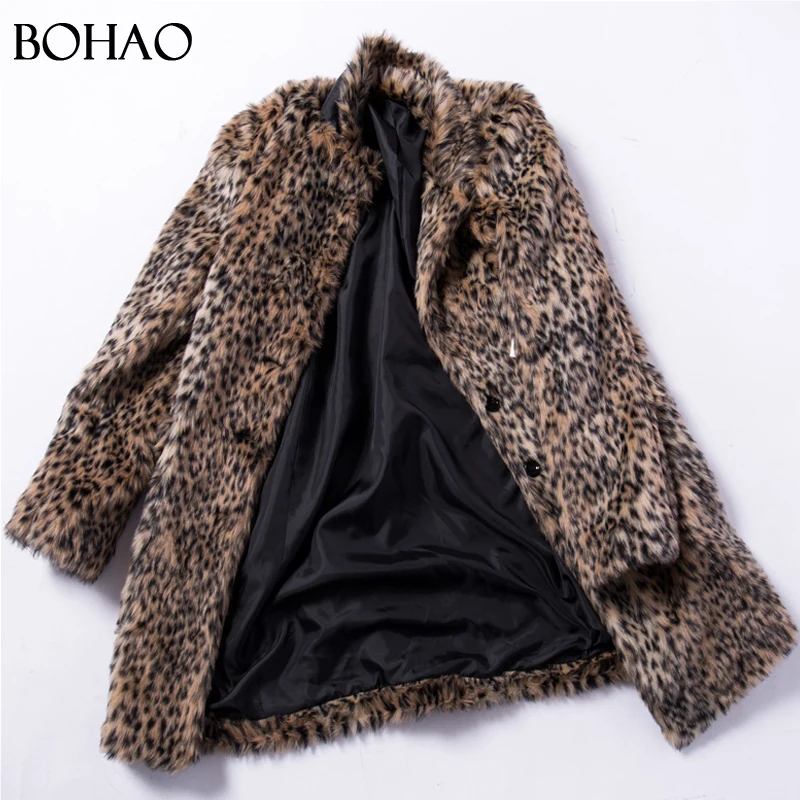 
2017 New Fashion Thick Leopard Fake Fur Coat Women 