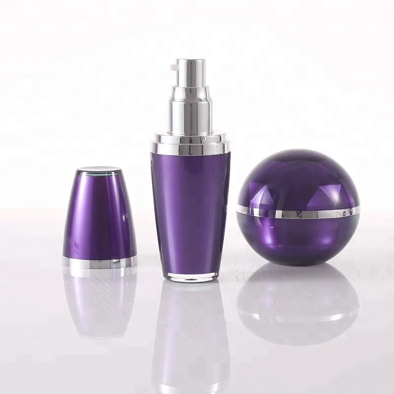 cosmetic  ball shape all black acrylic bottles 30ml 50ml 80ml 120ml  lotion plastic bottles cream jars