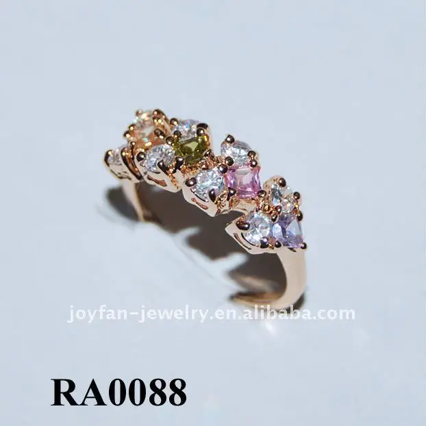 Nice copper jewelry 18K plated gold ring designs for girls