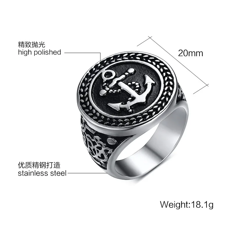 MaxhenR49 fashion stainless steel casting punk Navy rings for man
