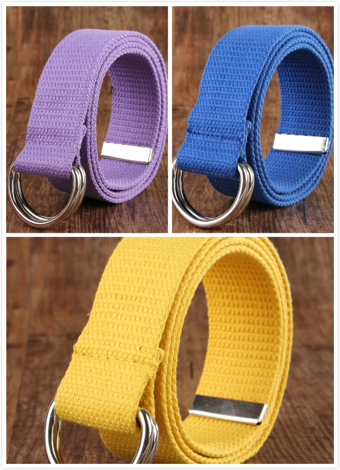 Double D-Ring Buckle Canvas Webbing Fabric Belt