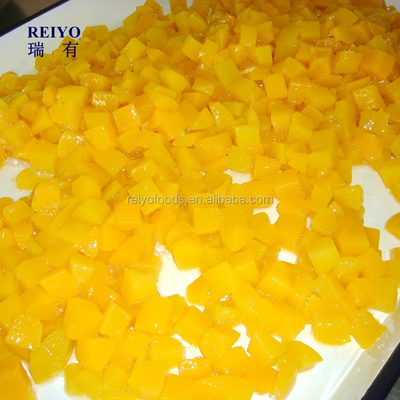 
canned pickled peach dices/halves in candy syrup 