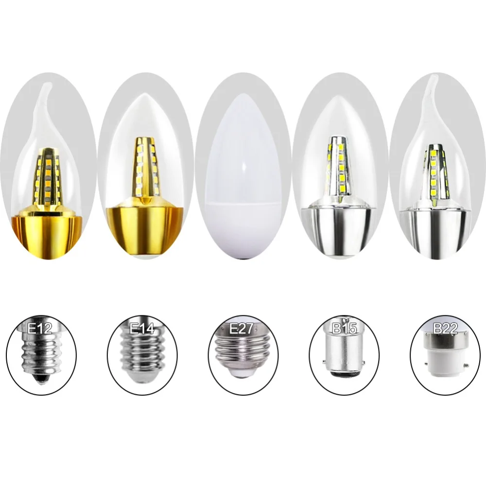 STOCK 0.5USD E14 5W 2835 SMD LED Candle Flame Light Bulb