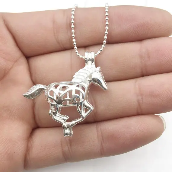 Pearl Cage Pendant 925 Sterling Silver Cage Necklace For Pearl